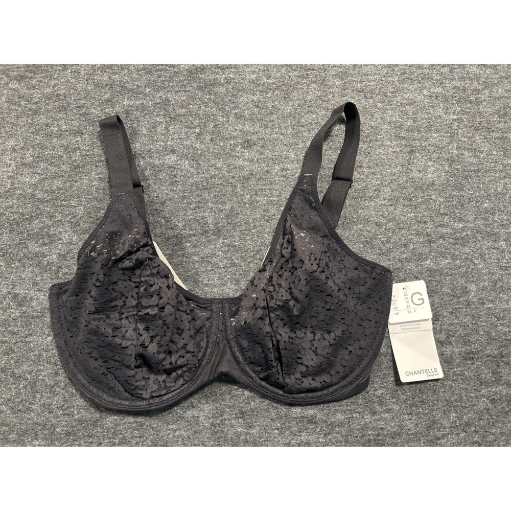 Chantelle Norah Comfort Bra Women 34DDDD Black Unlined Underwire Lace C13F10